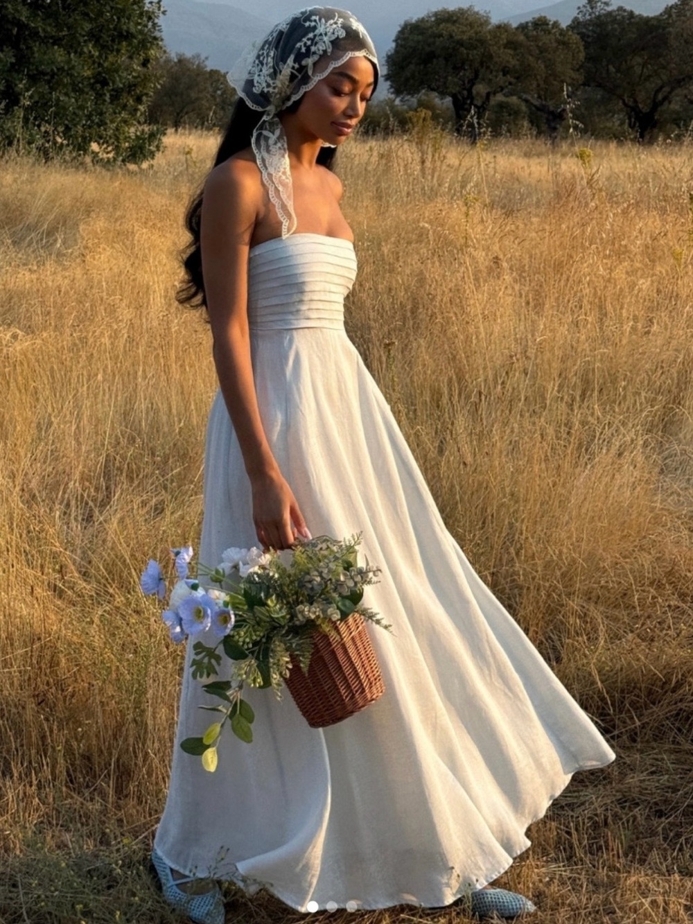 LUSANA White Talia Linen dress NEW sz S